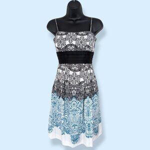 Max & Cleo Silk Blue & Black Dress